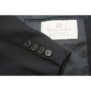 The Custom Shop Navy Blue Herringbone Wool 2 Pc Su